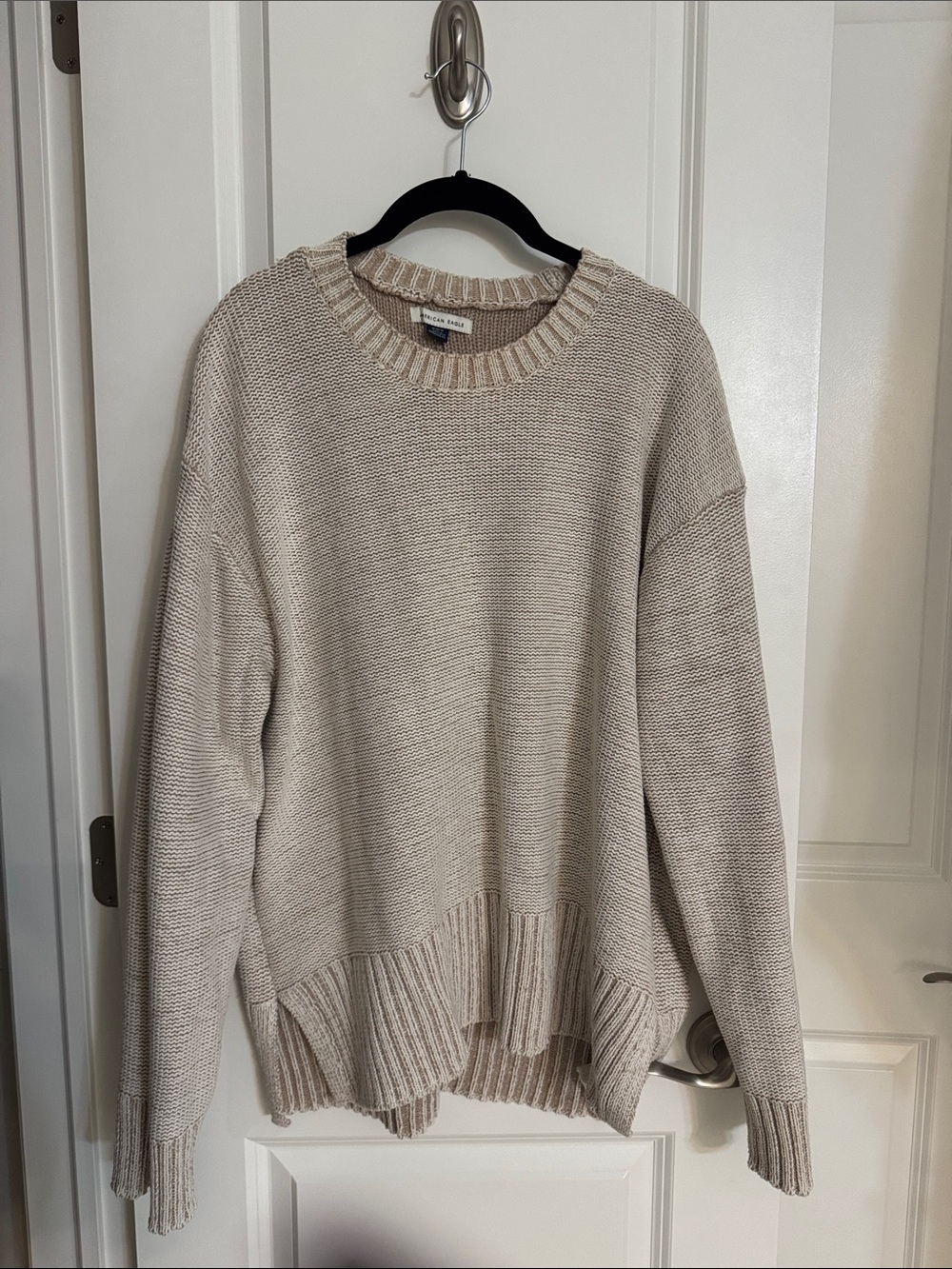 American Eagle Outfitters Light Beige Crewneck Sweater